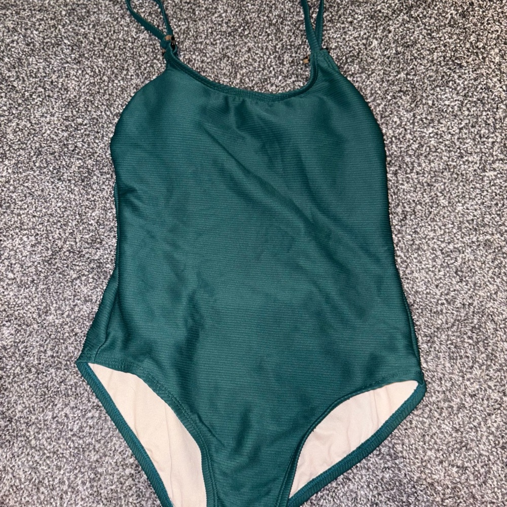 Stylish Teal One-Piece Swimsuit with Straps
